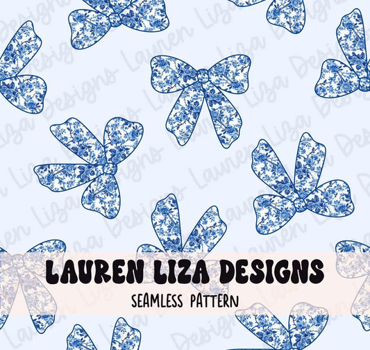 Floral Blue Bows