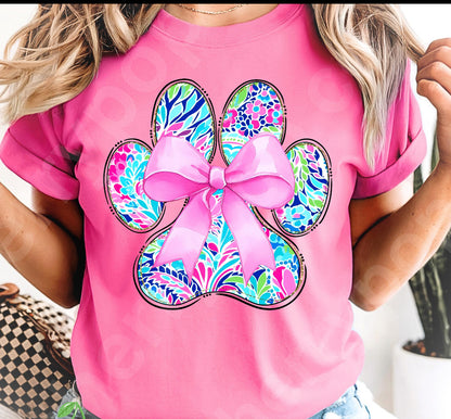 Bow Dog Paw Tee
