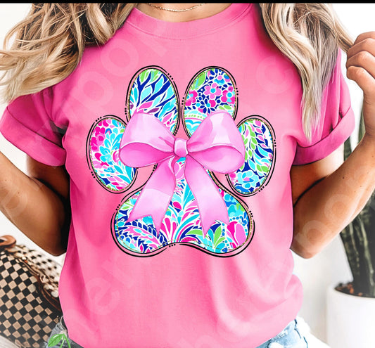 Bow Dog Paw Tee