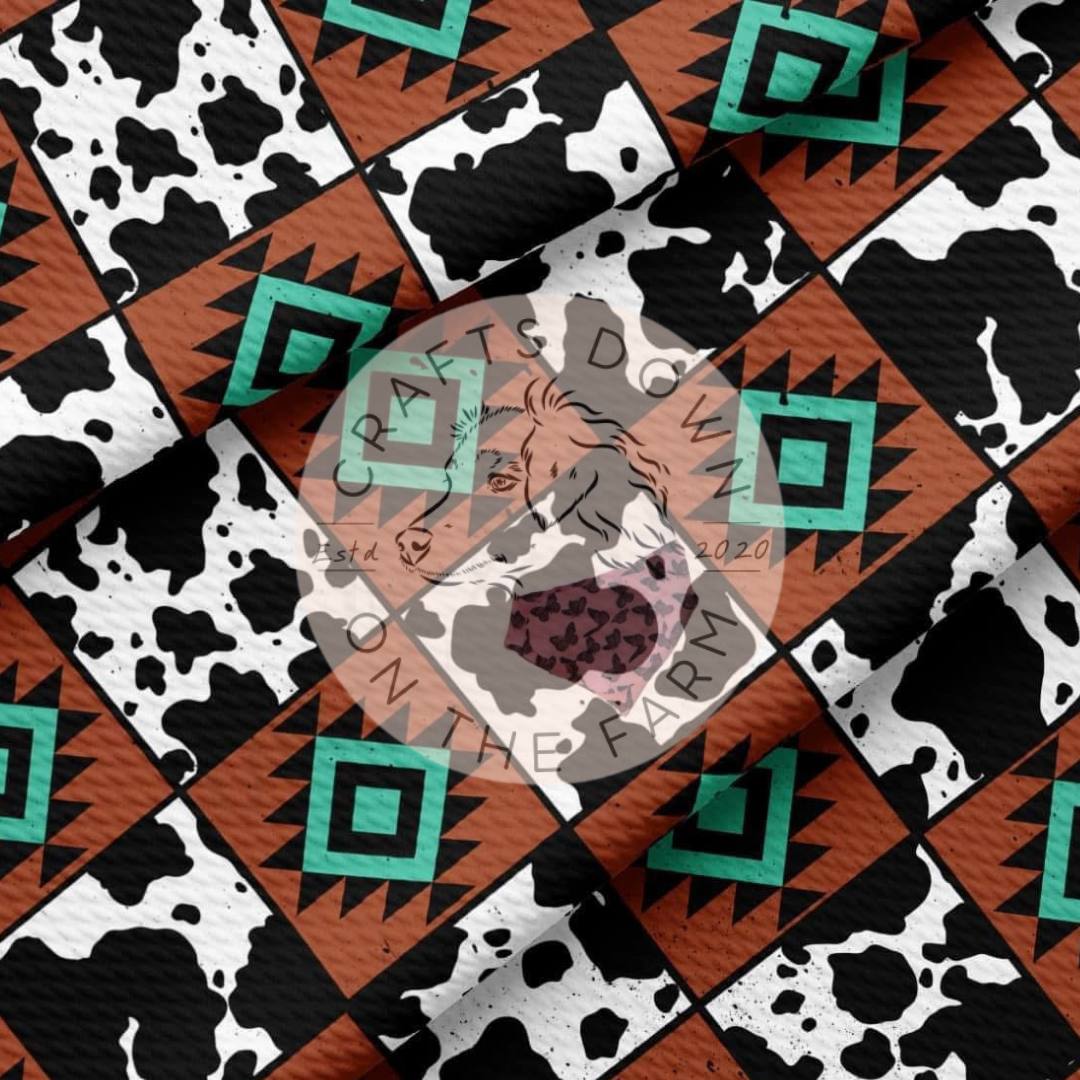 Turquoise & cow print